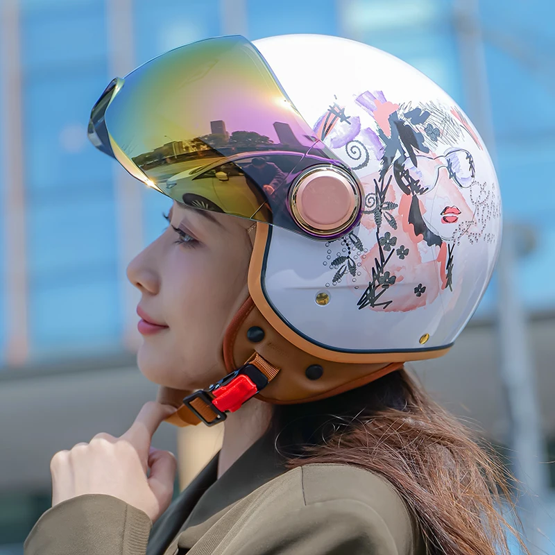 

Мотоциклетный шлем с открытым лицом, в стиле ретро, 3/4