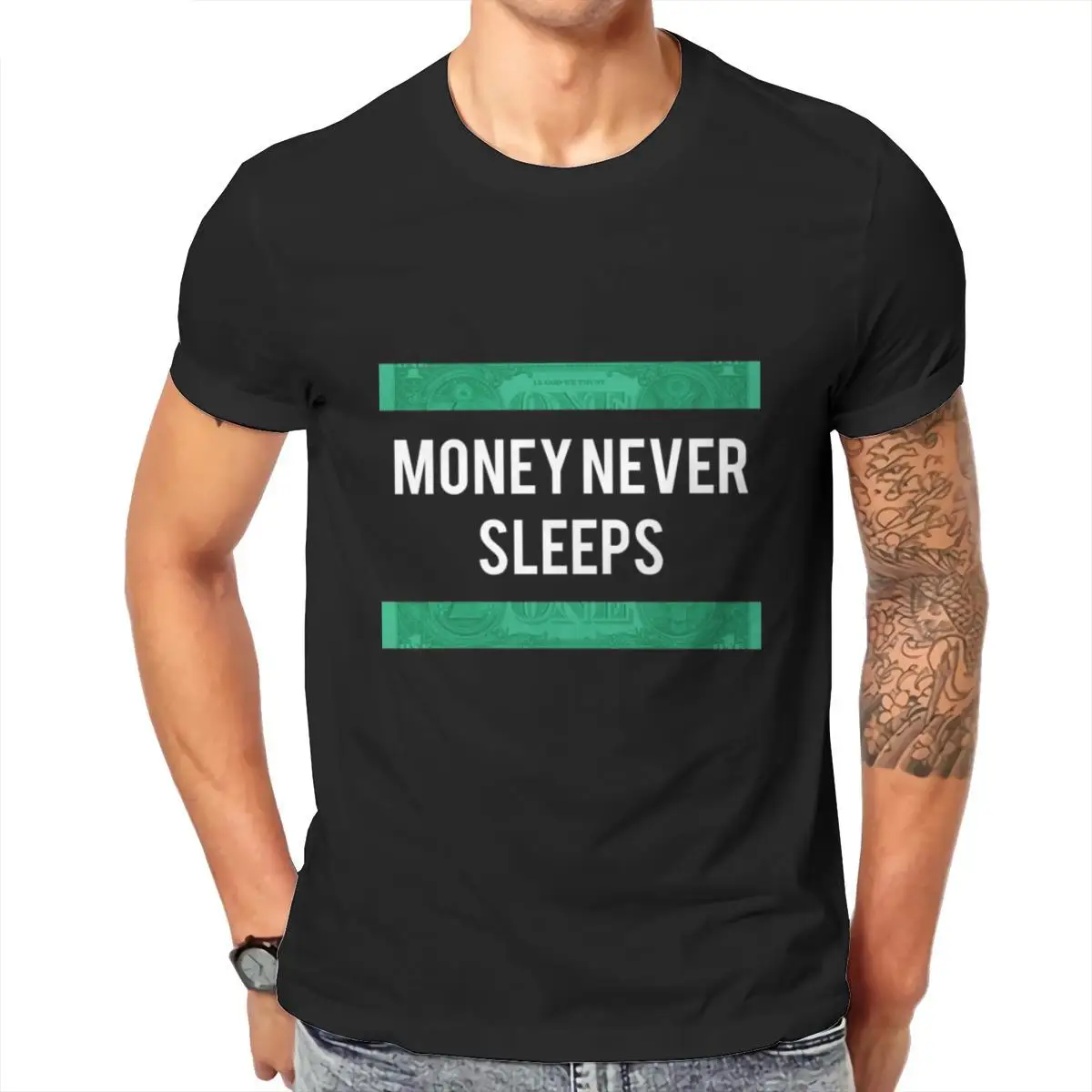 

Wholesale MONEY NEVER SLEEPS Trading Stock market Shirt Mens T-Shirt Games Anime Streetwear 2021 Male Clothing 102686