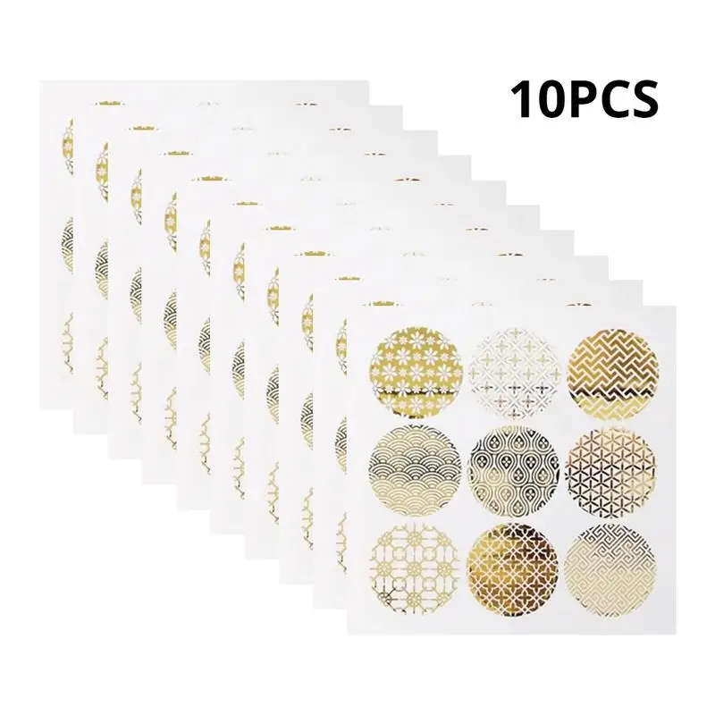 

90PCS Gold Round Gliding Transparent Sealing Sticker Cookie Egg Cake Adhesive Sticker Box Decorative