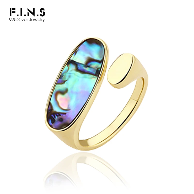 F.I.N.S Минимализм 925 Серебряные расширяемые кольца для женщин геометрической овальной ракушки серии Бохо Модные изящные украшения.