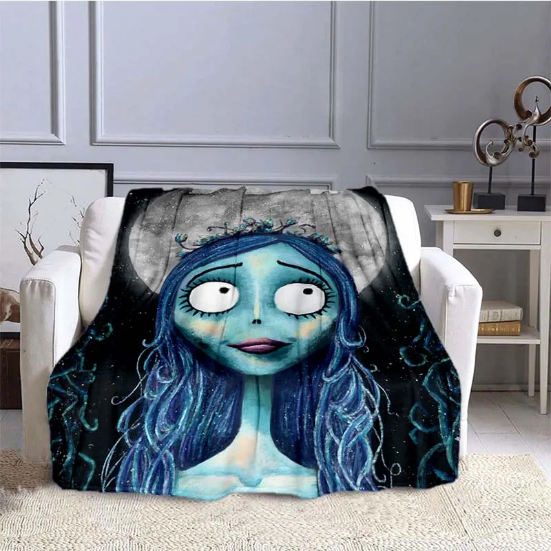 

Corpse Wedding Blanket Gothic Fantasy Bride Flannel Tim Burton Gothic Love Dark Bed Sofa Bedspread Halloween Gifts Throw Blanket