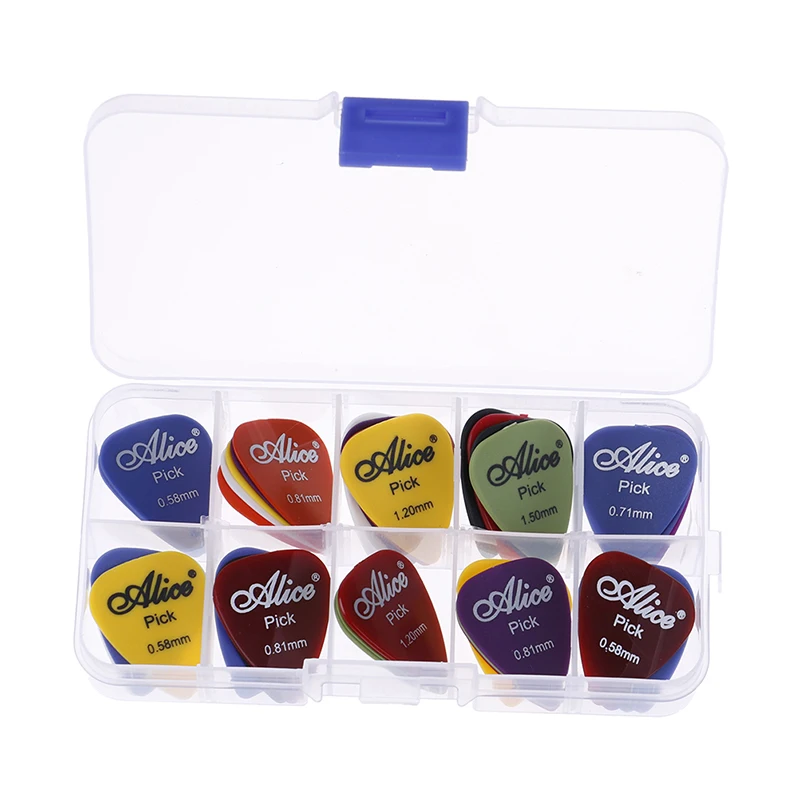

50Pcs/Set 0.58/0.71/0.81/0.96/1.20/1.50mm Thickness Electric Guitar Pick Acoustic Music Picks Plectru Guitar Accessories