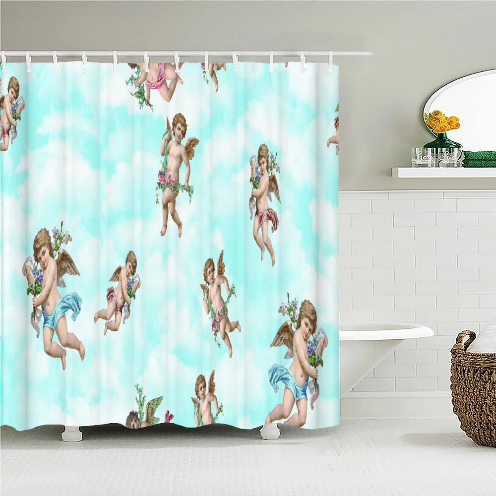 Винтажная занавеска для душа из ткани с настенной росписью европейской церкви