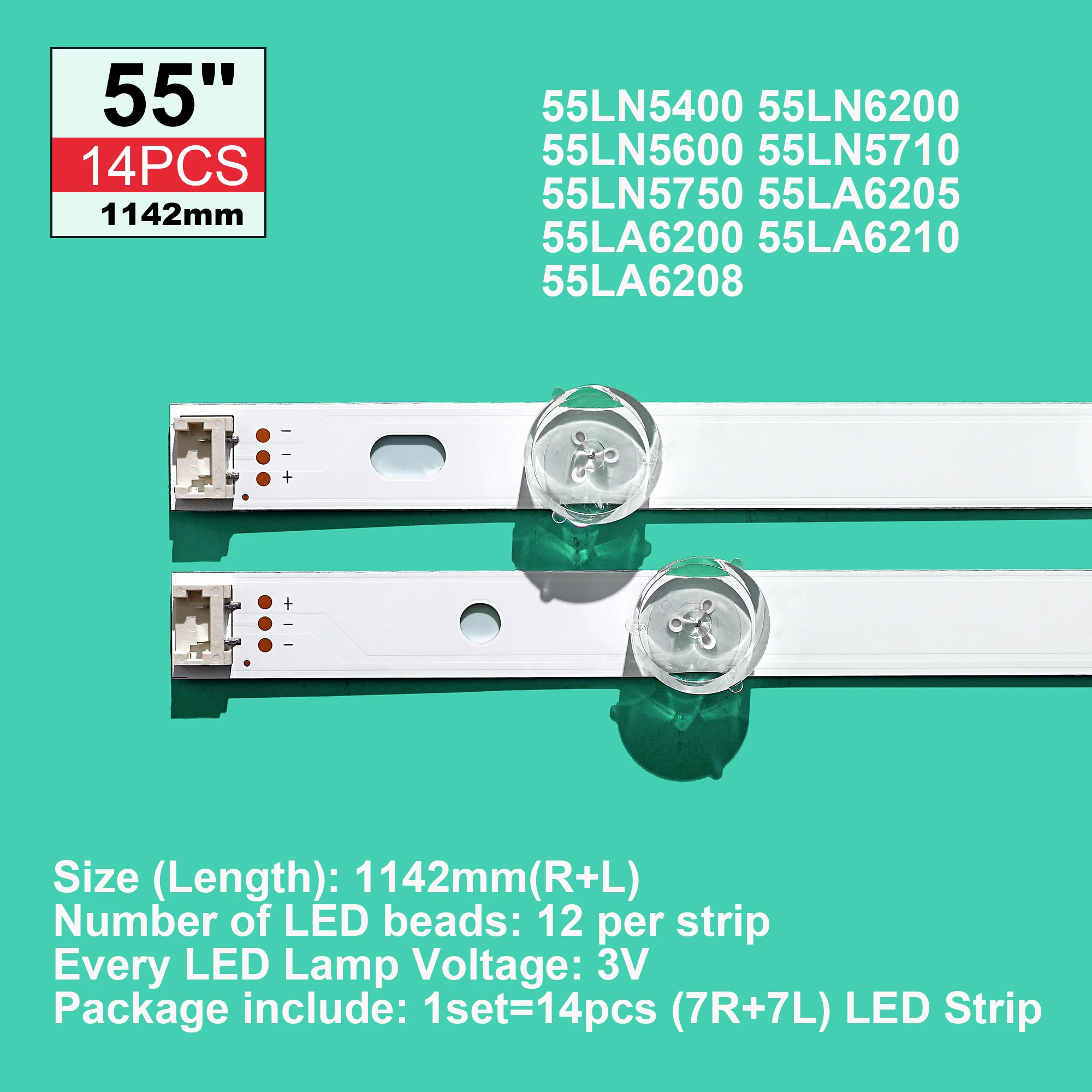 12 Lamps LED BackLIGht Strip For LIG 55LA616V 55LA6200 55LA6205 55LA6208 55LA620S -ZA UA Bar Kit Television LED Band Pola 2.0