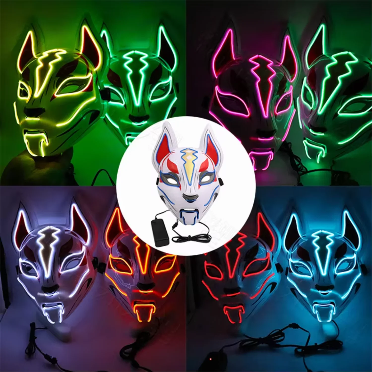 Glowing Purge LED Mask Halloween Cosplay Silk Festival Props