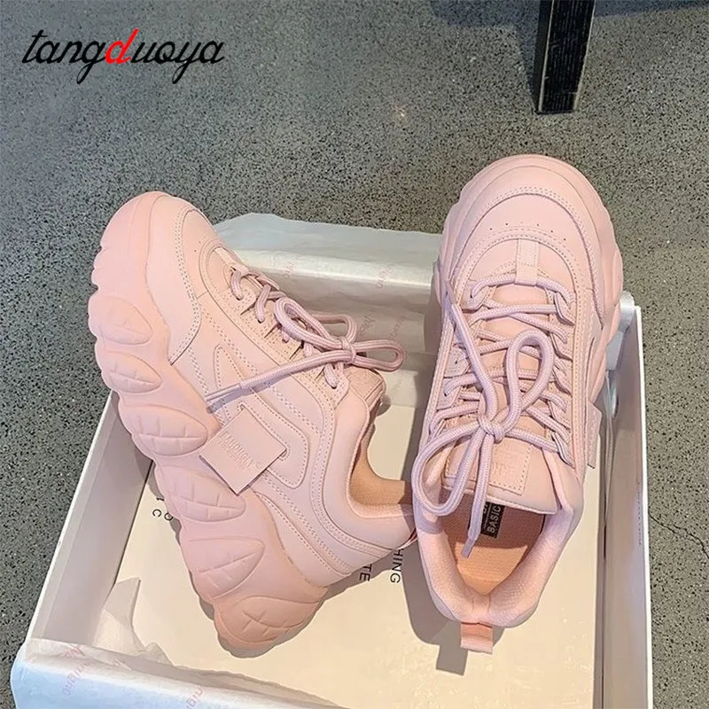 

New Fashion Platform Sport Shoes for Women 2022 Summer White Casual Chunky Sneakers Women Leather Platform Running Shoes