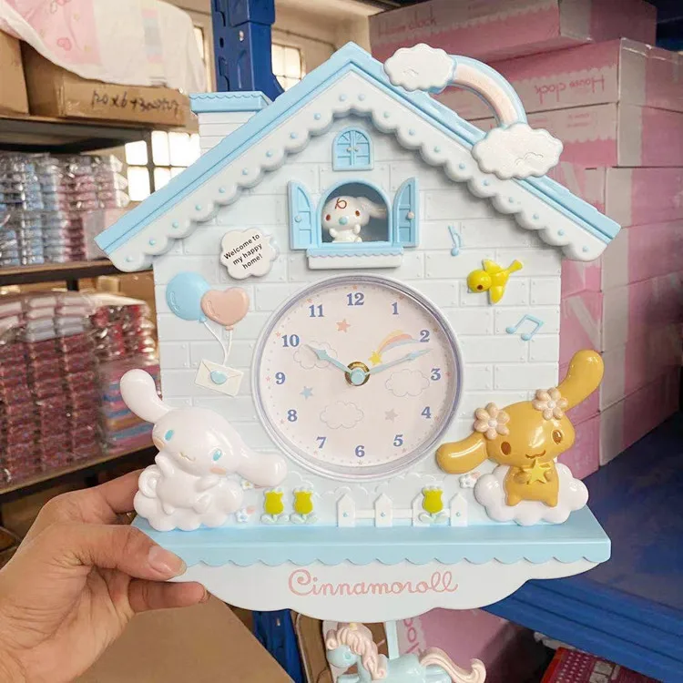 30 см Sanrios Kawaii My Melody Cinnamoroll Kitty Littletwinstars милые Мультяшные качели настенные часы