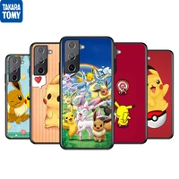cartoon pokemon pikachu for samsung galaxy s22 s21 s20 ultra plus pro s10 s9 s8 s7 4g 5g soft black phone case funda coque cover