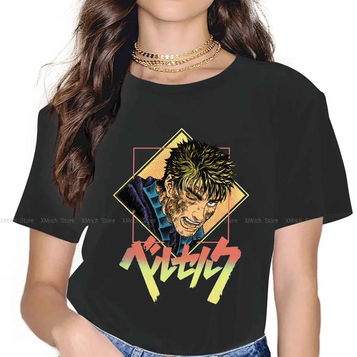 

HEROS Women Clothing Berserk Guts Griffith Behelit Manga Graphic Female Tshirts Vintage Gothic Loose Tops Tee Kawaii Girls