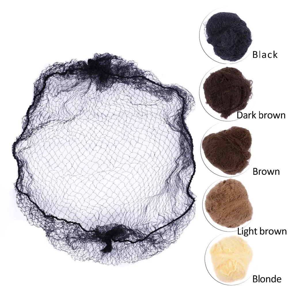 100PCS Top Quality Nylon Hair Net Star Dance Recital Buns / Hair Extension Weaving Cap Brown Hairnets Black beige Color