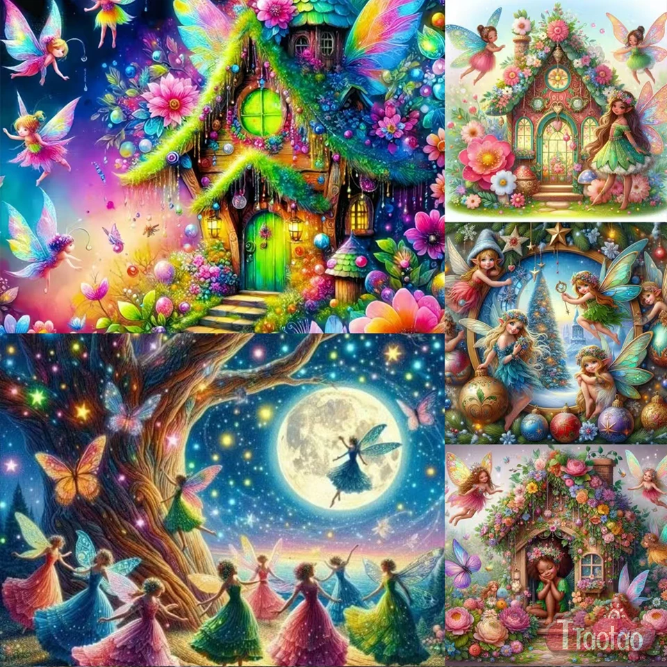 Новый мультфильм 5D алмазная живопись DIY крылья фея бабочка цветок мечтательный