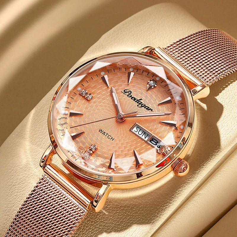 

Poedagar Elegant Rose Gold Watches for Women Luxury Brand Waterproof Bracelet Dress Wristwatches for Ladies Montre Femme 2022