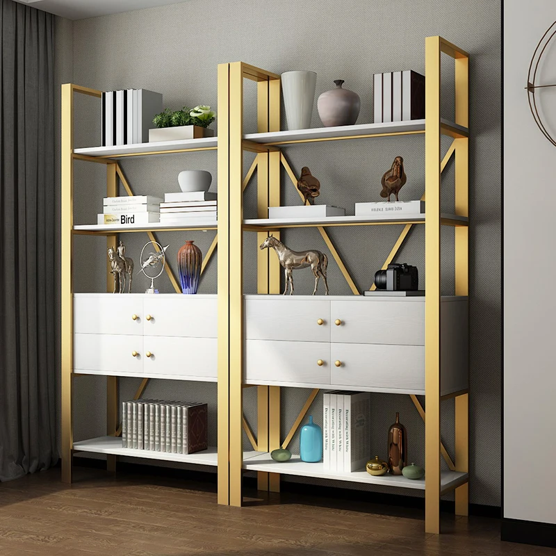 

Light luxury postmodern bookcase metal storage shelf office living room study room shelf bookshelf simple floor