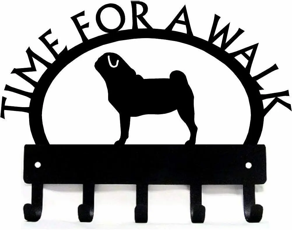 

Pug Time for a Walk Key Rack Dog Leash Hanger In The Hallway Decoration For Home