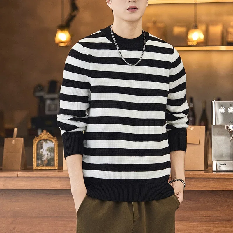 2024 новый зимний мужской вязаный свитер повседневный стиль свободный крой