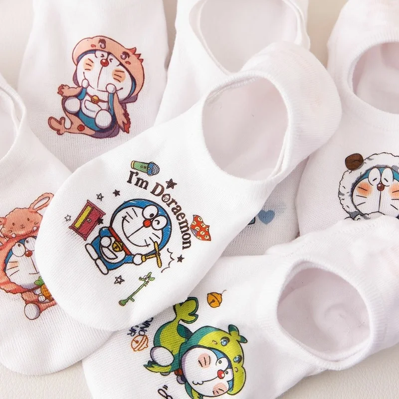 Doraemon Woman Sock Cute Anime for Women Socks Japanese Cotton Invisible Boat Sox Casual Breathable Thin Spring Summer Skarpetki
