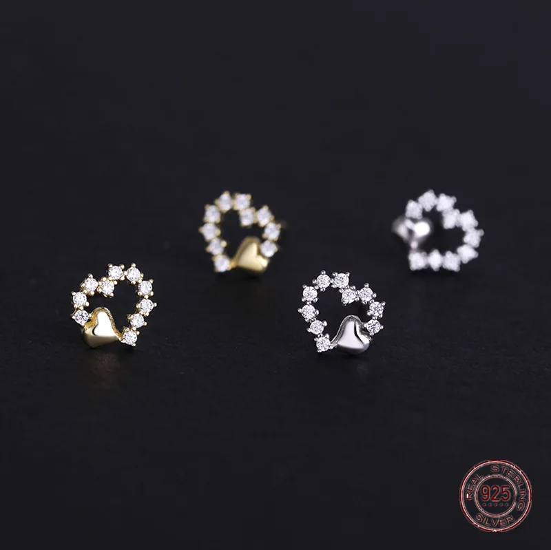 

Женские серьги-гвоздики в форме сердца, из серебра 925 пробы