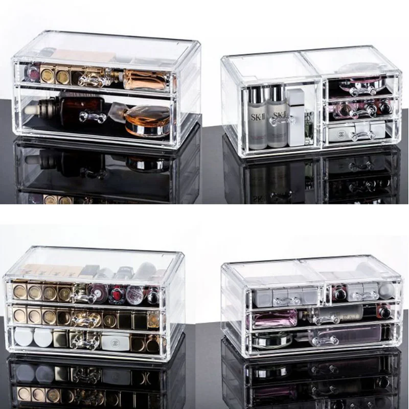 

Multiple Styles Drawer Makeup Organizer Cosmetics Storage Box Transparent Plastic Box Lipstick Jewelry Display Stand WF1021
