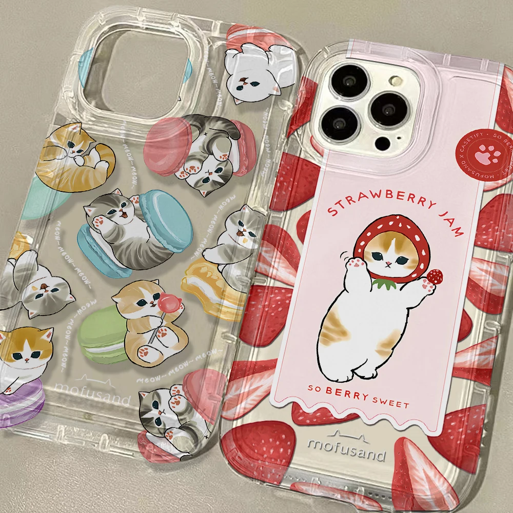 Прозрачный чехол с милым котом M-Mofusands для Xiaomi Redmi Note 8 9 9A 9C 9T 9S 10 11 12 12C K40 Pro Plus 4G 5G