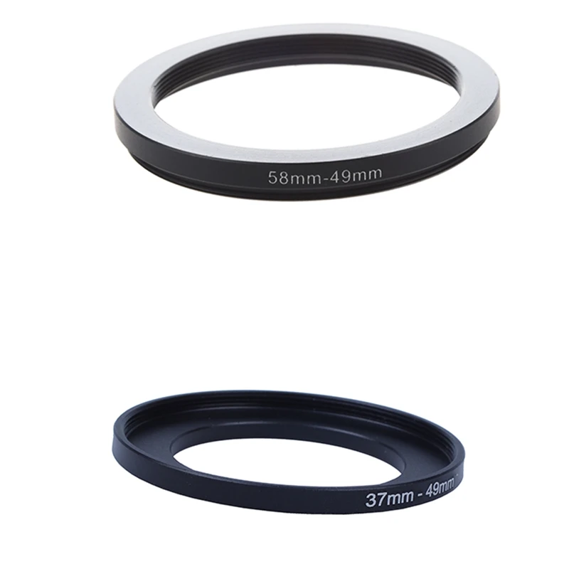 

2 Pcs Camera Parts Lens Filter Ring Adapter Black, 58Mm-49Mm & 37Mm-49Mm