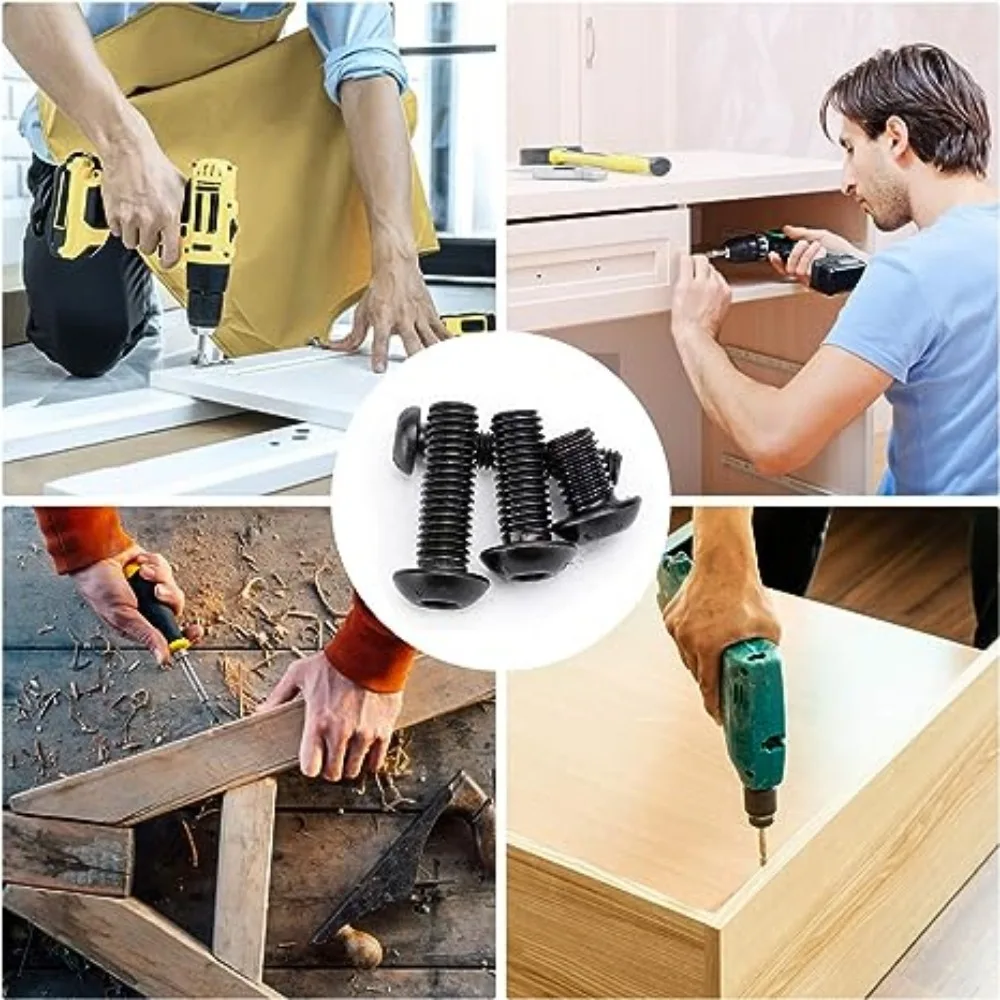 10/20/50 Stück ISO7380 Schwarz Grade10.9 M2 M2.5 M3 M4 M5 M6 Innensechskant Rundflachkopf Pilz Inbusschraube – Detail 8