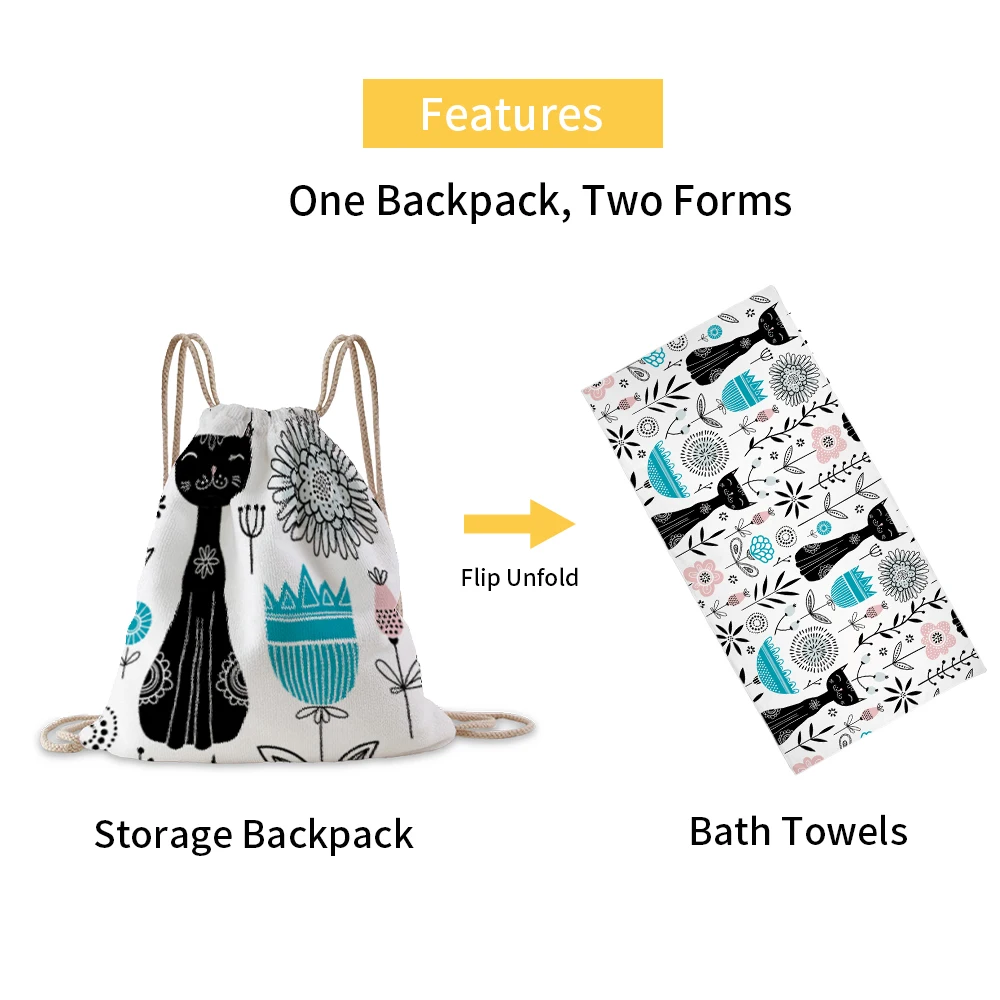 

Рюкзак с цветным принтом на заказ, банное полотенце, необычный многофункциональный рюкзак, пляжное полотенце, морское органическое полотенце, сумка