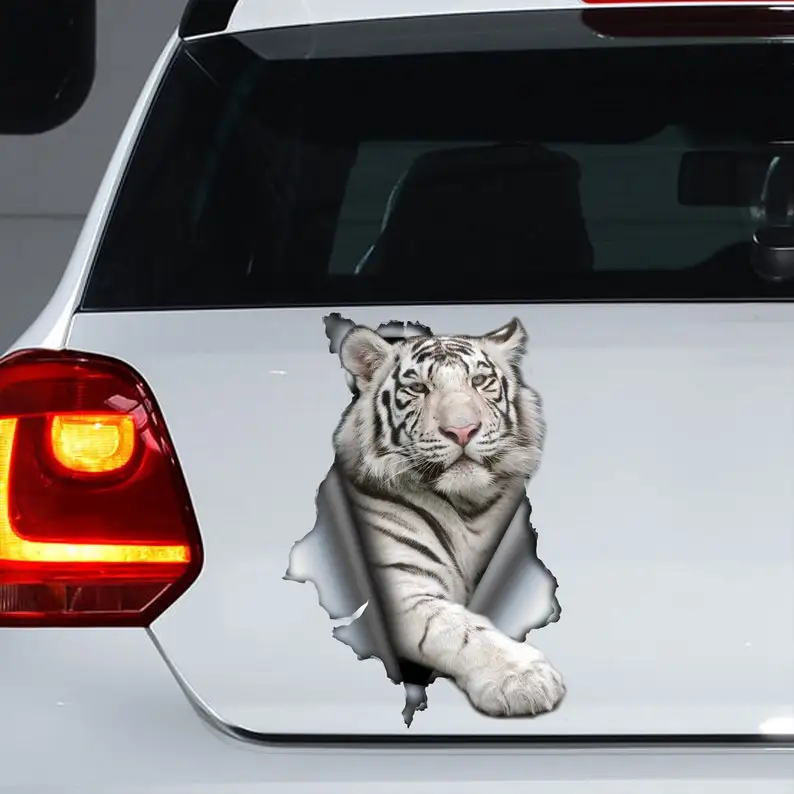 

Автомобильная наклейка Albino tiger, белый магнит tiger, белая фотография
