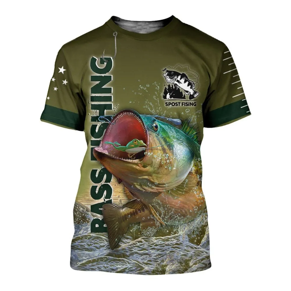 

Summer Men T-shirt 3D Fish Print O-neck Outdoor Casual Breathable Sports Fishing Hobbyist Tee Quick Dry Breathable Oversized Top