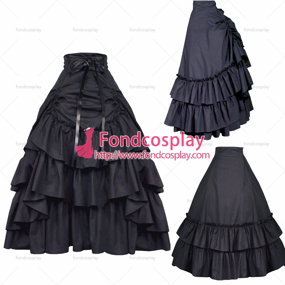 

Medieval Gown Gothic Lolita Punk black Cotton Skirt petticoat Cosplay Custom-made[G482]