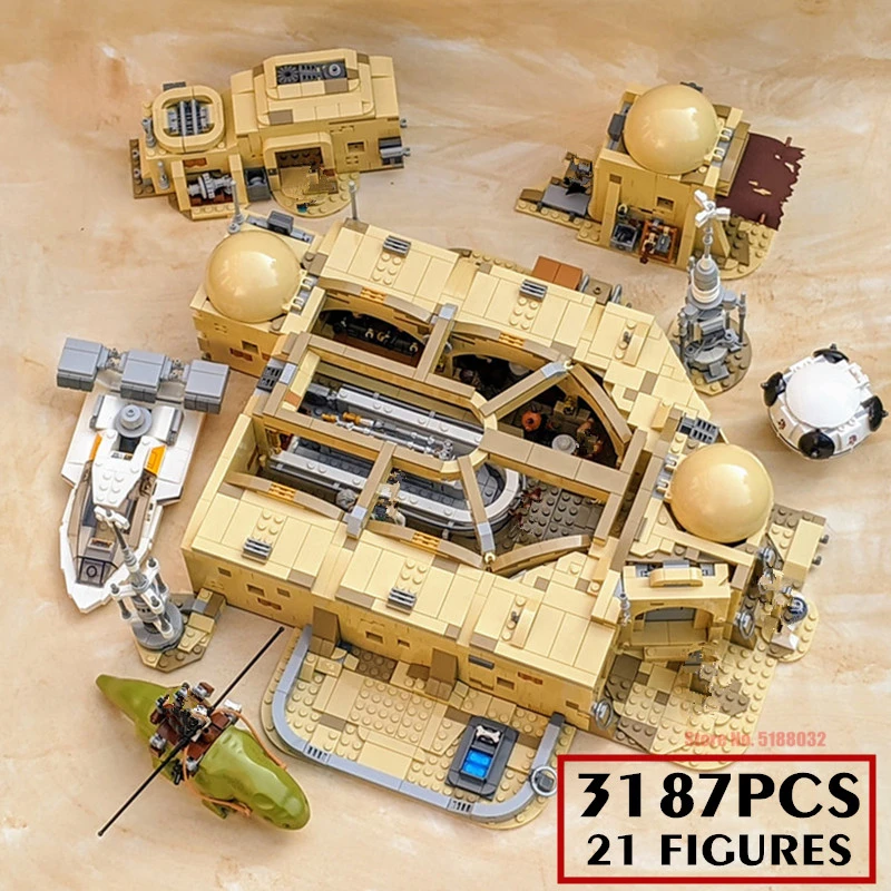 

FIT 75290 3187PCS 21 Figures Star Space Wars Mos Eisley Bistro House Villa Robot Figures Building Blocks Bricks Toy Gift Kid Set