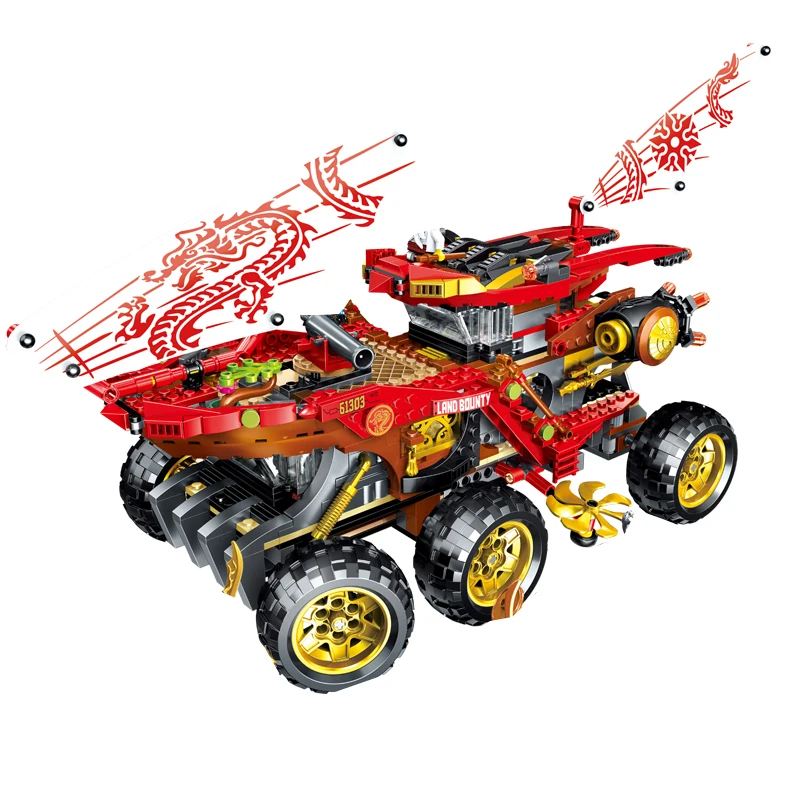 

Новинка, 858 деталей, модель грузовика Land Bounty, строительные блоки с фигурками, совместимые с ninjagoed-set 70677, детские игрушки «сделай сам»