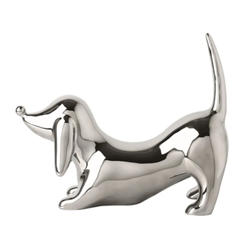 

Ceramics Plating Dachshund Figurines Home Decor Statue Luxurious Animal Dog Living Room Decoration Accessories Sculpture A3698