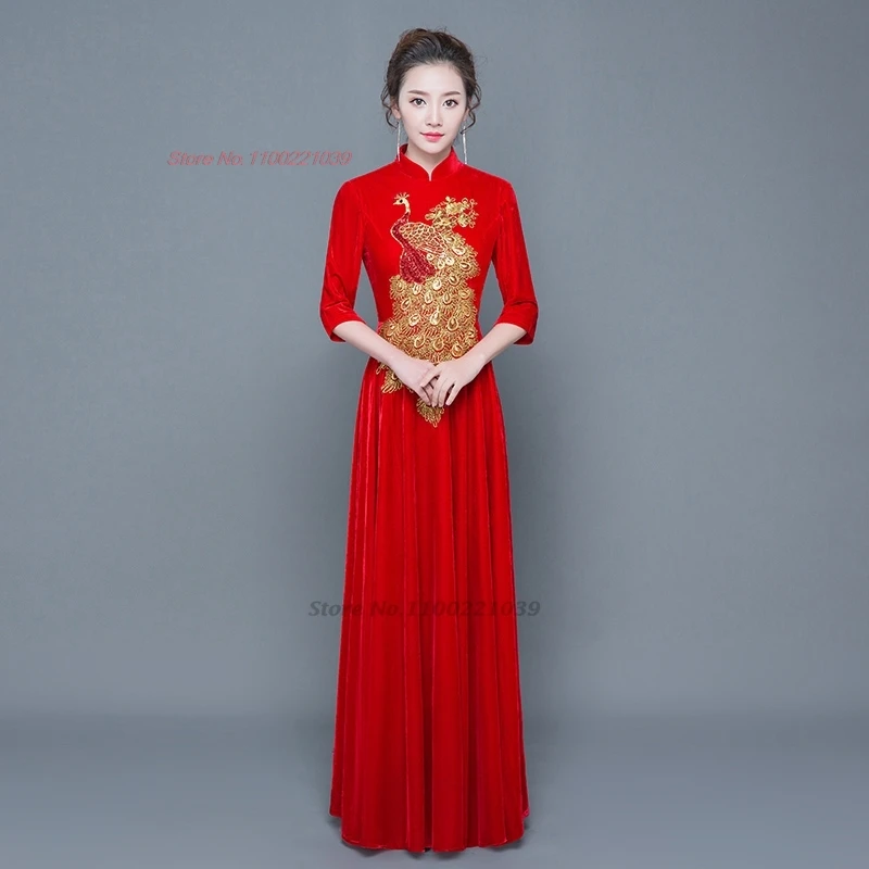 2024 улучшенное восточное Ципао китайское национальное бархатное платье с