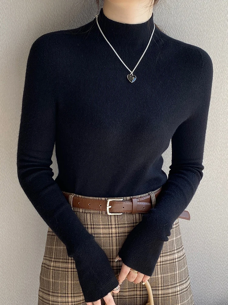 Женский свитер винтажные базовые однотонные вязаные топы тонкие пуловеры с