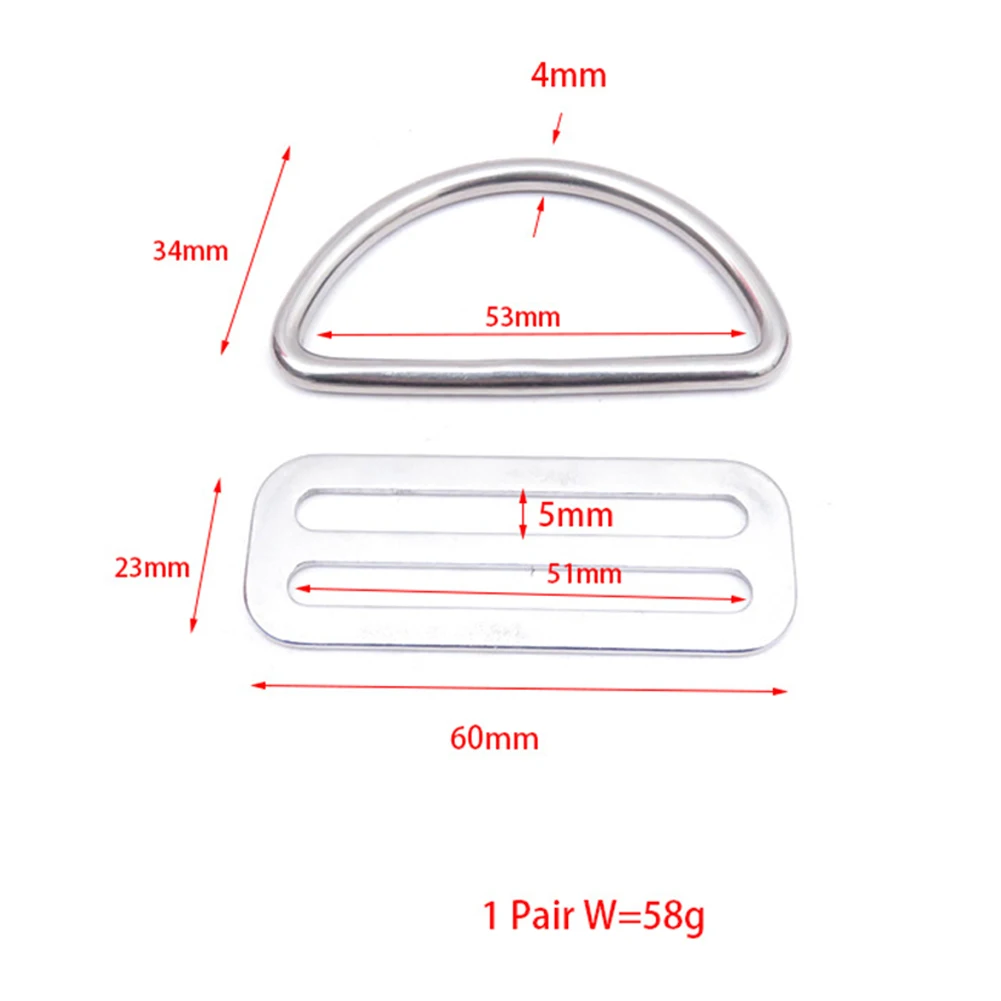 

Buckle D Ring 2\"/5cm Anti-corrosion Universal 1/2 Pairs 1/2 Sets Belt Keeper Lightweight Portable Scuba Diving