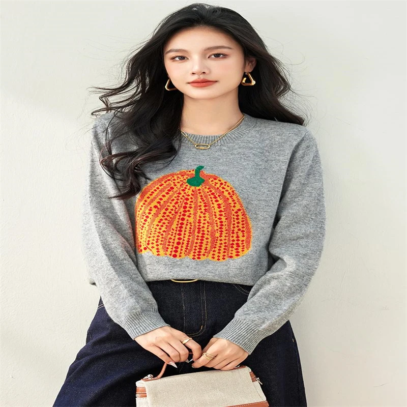 Женский винтажный вязаный пуловер повседневный свободный свитер с длинным