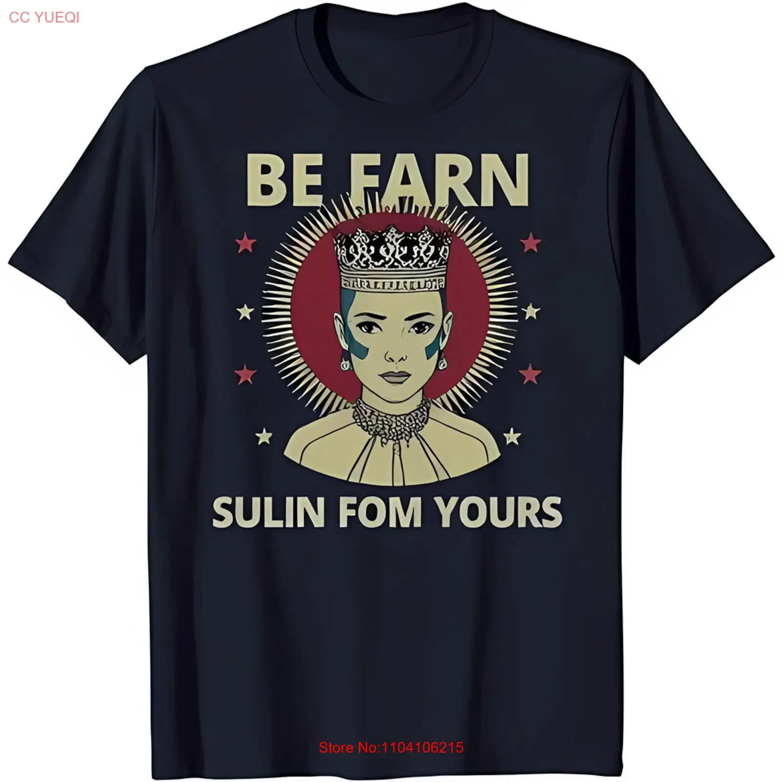Синяя футболка в стиле ретро с женской графикой Be Farn Sulin Fom Yours Vintage
