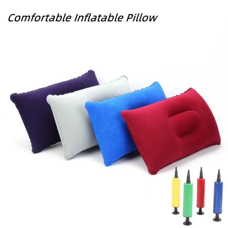 

Travel Pillow Soft Folded Without Peculiar Smell Soft Flocking Pvc Surface Square Inflatable Pillow Square Pillow Protable Small