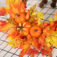 autumn theme door wreath artificial pumpkin berries pine cone maple glowing wreath gifts for friends family holiday home decor