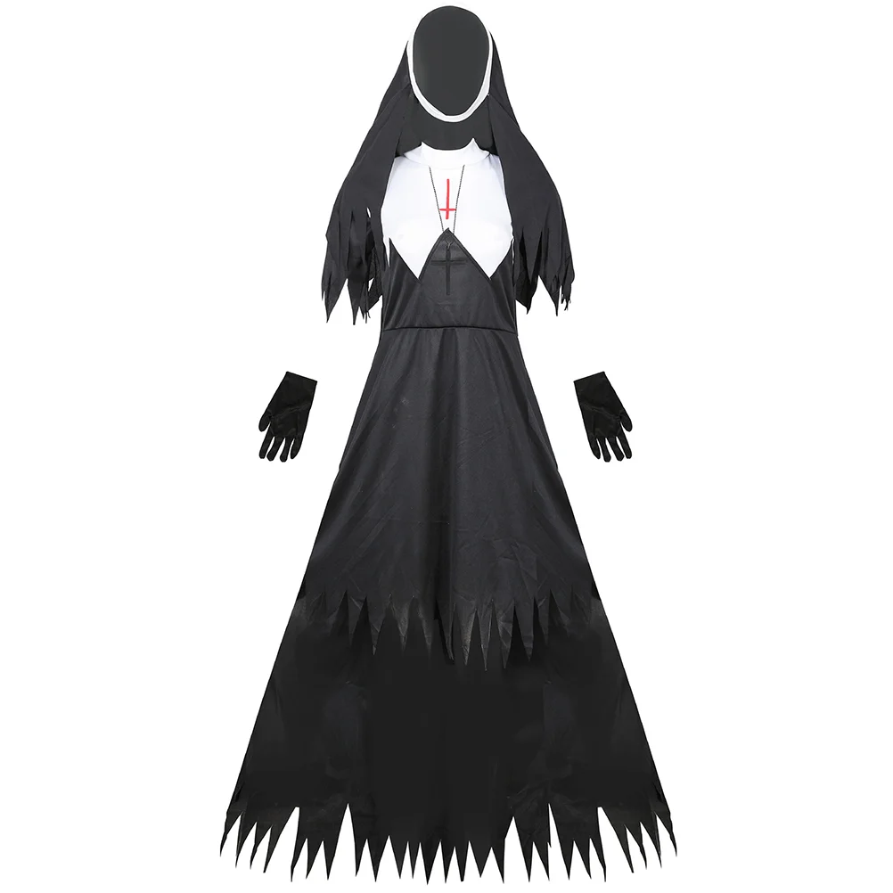 

Костюм Монахини на Хэллоуин, одежда для взрослых, женская одежда для полной сестры, одежда ведьмы для косплея, страшная Униформа священника