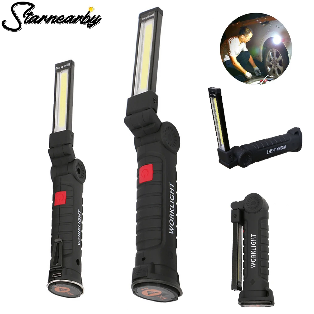

Portable COB Flashlight USB Rechargeable Folding Work Light LED Camping Torch Flashlight Camping Tent Lamp Outdoor Night Light