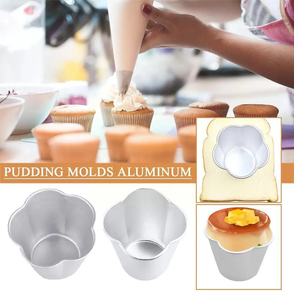 

5pcs Five-petaled Flower Shape Aluminium Alloy Diy Pans Molds Egg Mold Muffin Cake Jelly Tarts Mould Tart Kitchen Pudding M P7n7