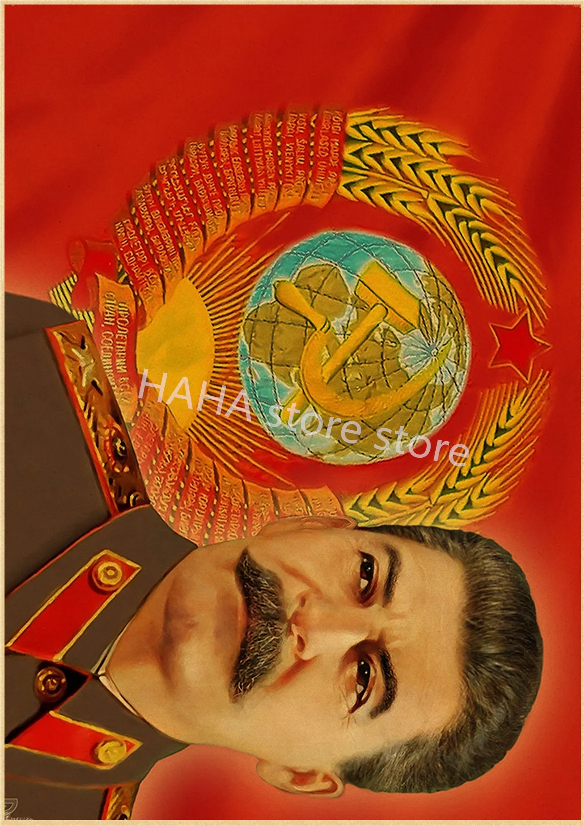 

Плакат ZOUMAN Сталин Маркс Ленин ретро крафт-бумага А4/А3