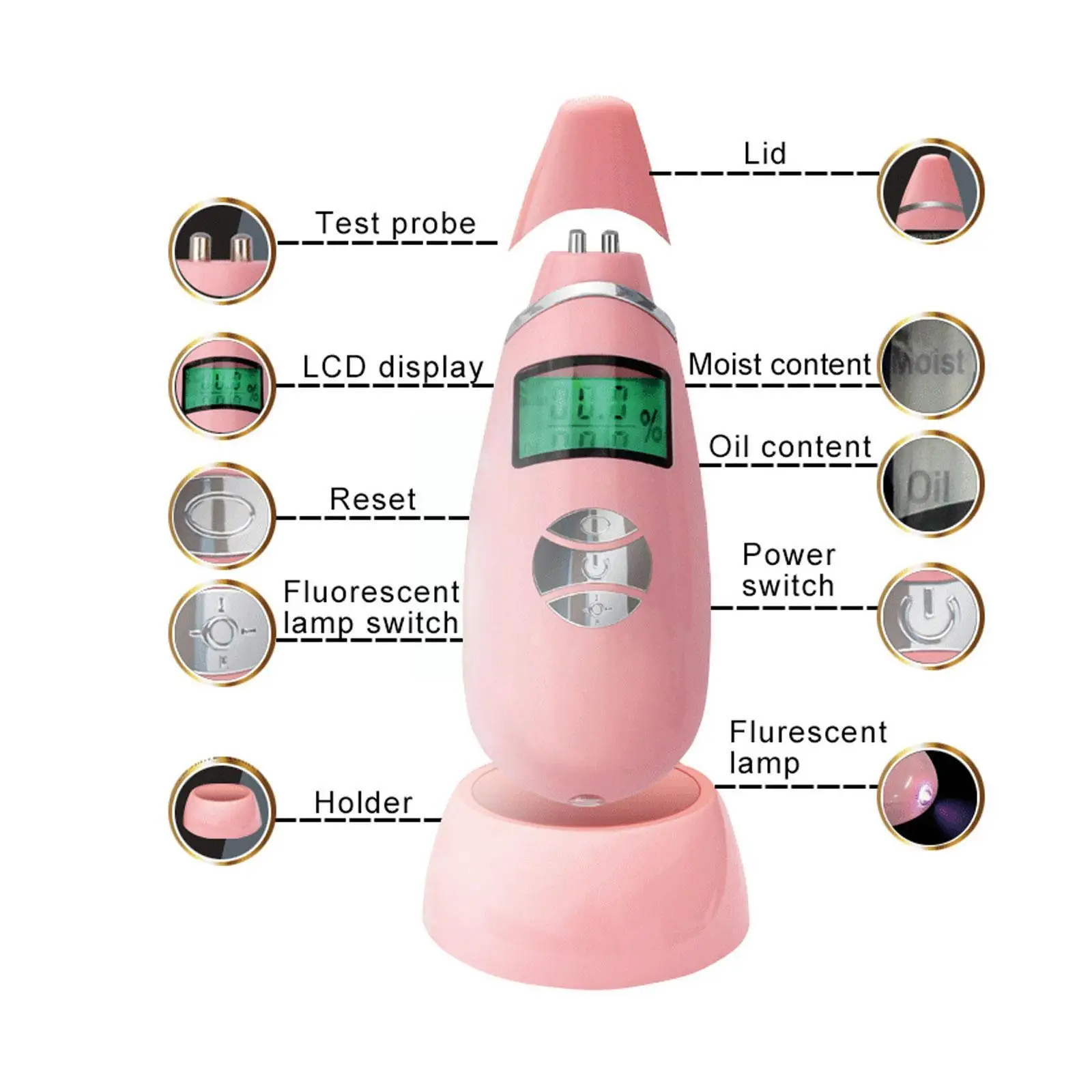 Skin Oil Moisture Tester Skin Analyzer Face Humidity Care Monitor Meter Bio-technology Tools Sensor Water Lcd Spa Display S D1m1 images - 6