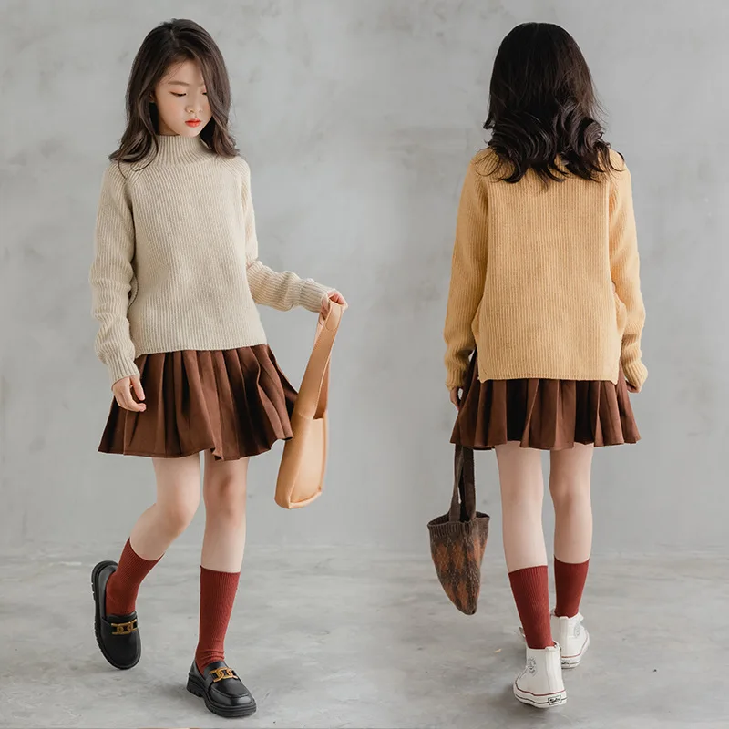 YourSeason Teen Girls Turtleneck Sweater 2021 Autumn Spring Children Fashion Thickened Knit Tops Girl Kids Warm Clothes |