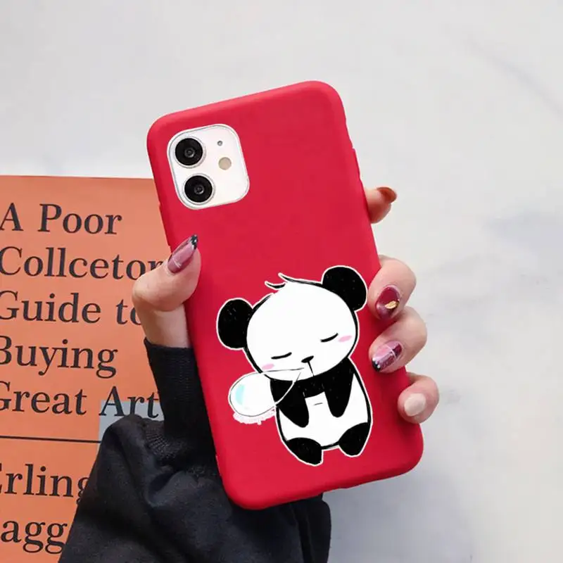 

Babaite Cartoon Panda Phone Case Soft Solid Color for iPhone 11 12 13 mini pro XS MAX 8 7 6 6S Plus X XR