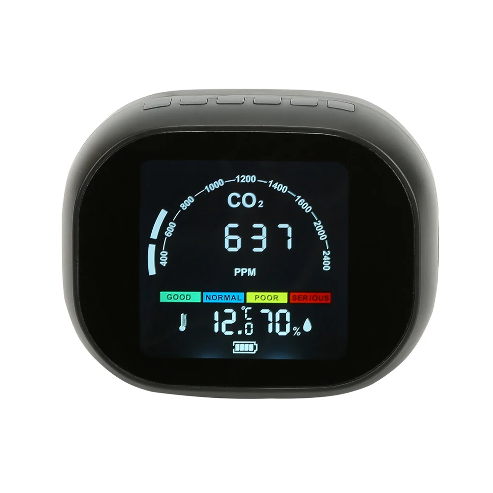 

3 In 1 CO2 Meter Carbon Dioxide Temperature Humidity Detector Desktop CO2 Detector Home Office Indoor Temperature Humidity Meter