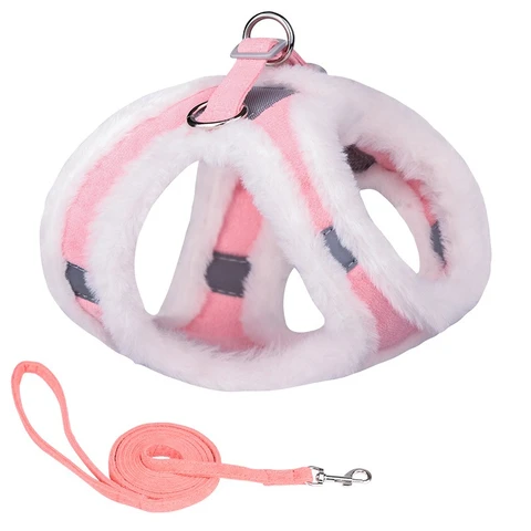 Теплый поводок и ошейник из искусственного меха Mic Cat для собак