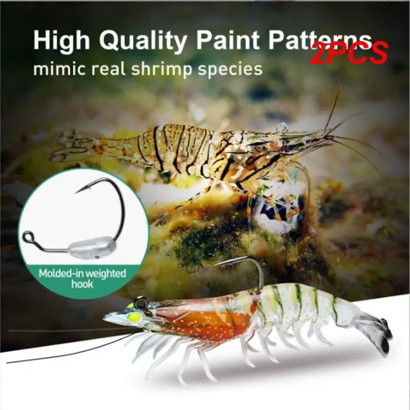 

2PCS Luminous Shrimp Luya Soft Bait With Overweight Ultra-sharp Hook TPE Material Fish Bait Fishing Lure Accessories