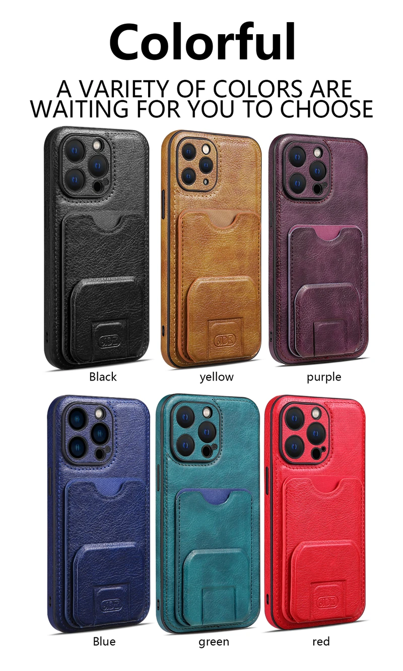 Роскошный кожаный чехол-кошелек с отделением для карт телефона iPhone 15 14 Plus 13 12 11 Pro